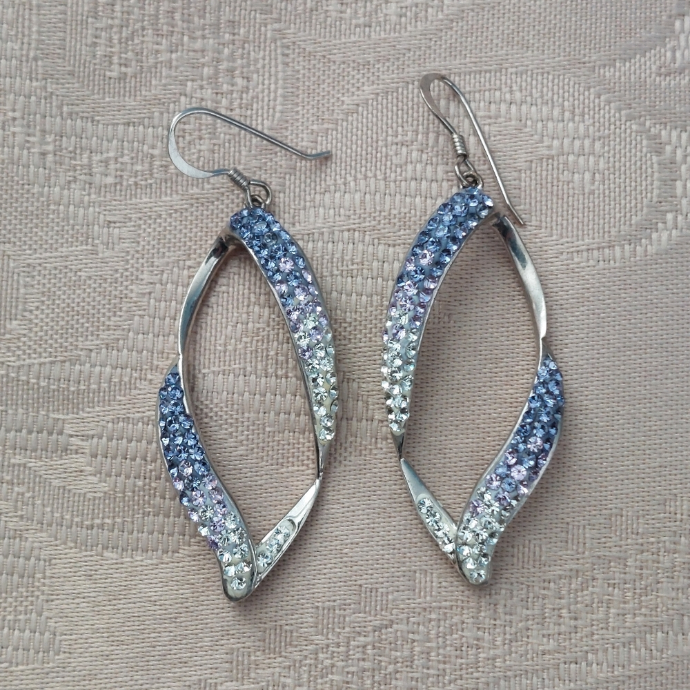 Elegant Sterling Silver and Austrian Crystal Earrings